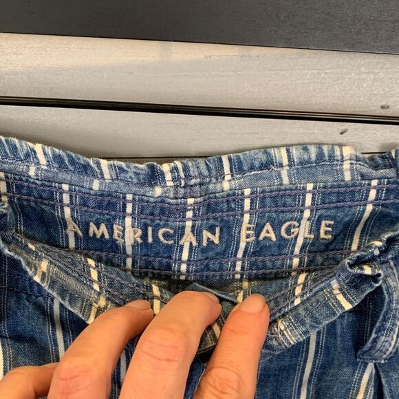 American Eagle Blue Striped Women's high waisted Shorts size 6 beach coastal - Picture 6 of 11